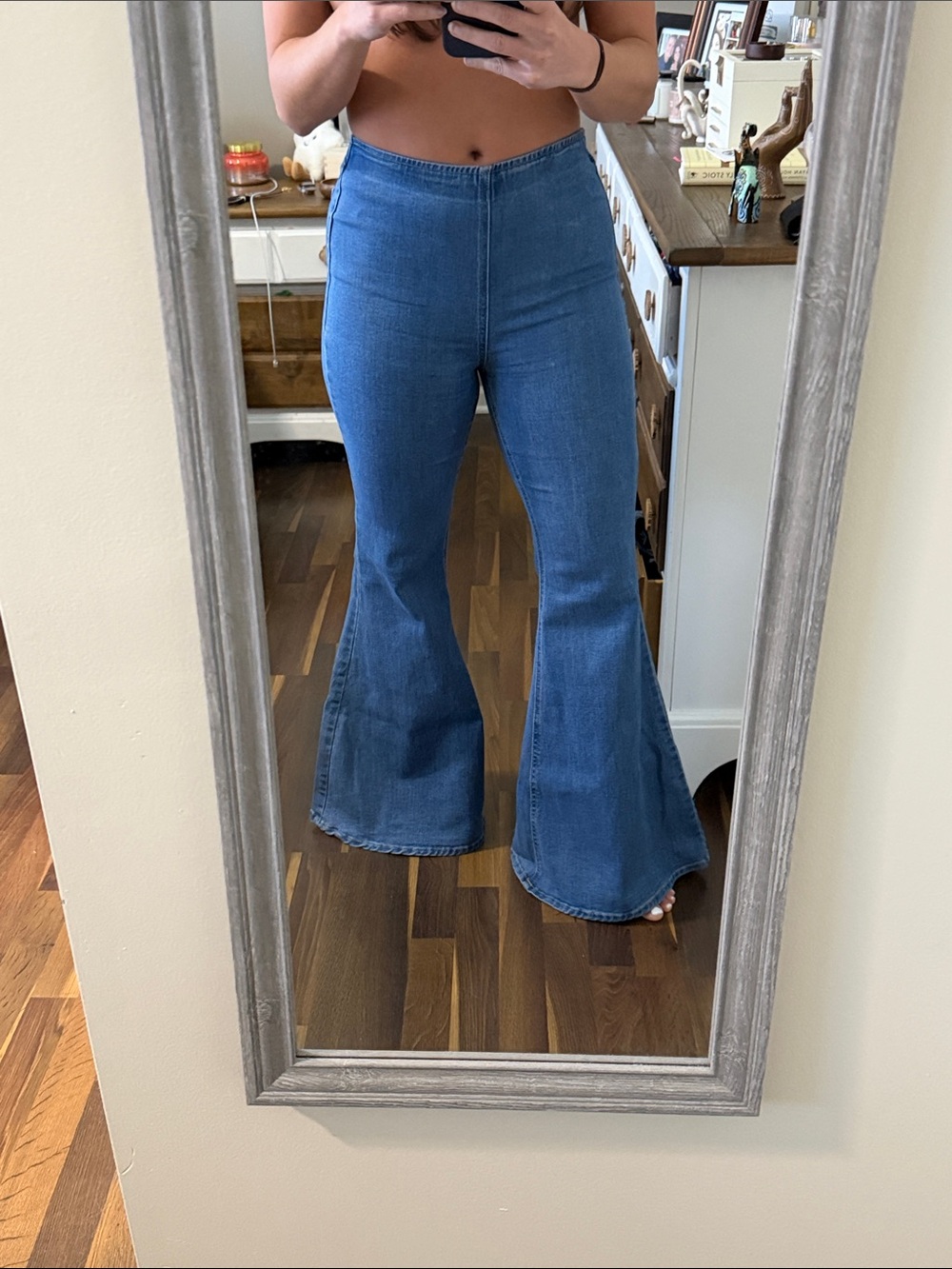 High-Rise Blue 70s Flare Jeans for Women
